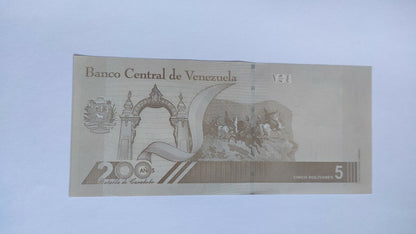 Venezuela 5 Bolivares 2021 New Unc. Bolivar Soberano Rare Banknotes