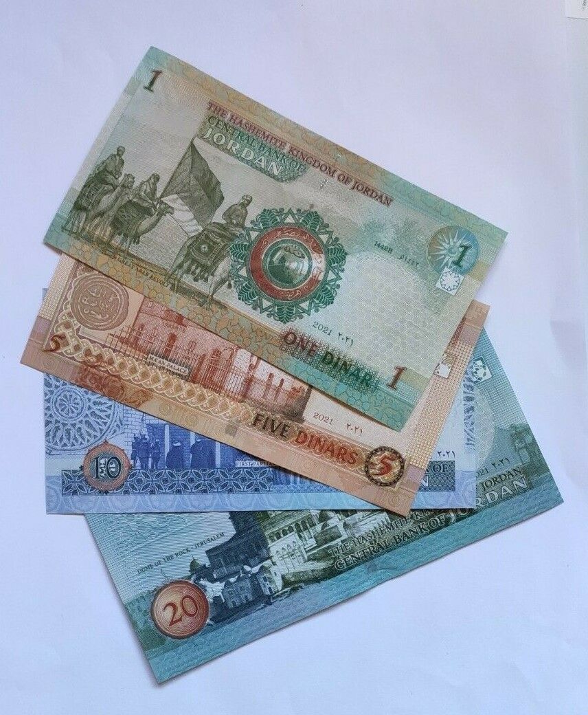 UNC Hashemite Kingdom Jordan Banknote Set 1 5 10 20  Dinars 2016-2020