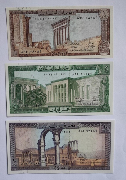 LEBANON SET 1 5 10 25 50 100 250 500 1000 Livres Pick 61-69 UNC Random YEAR