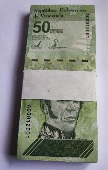 Venezuela 50 Bolivar Digitales Price Per Note Prefix A Notes
