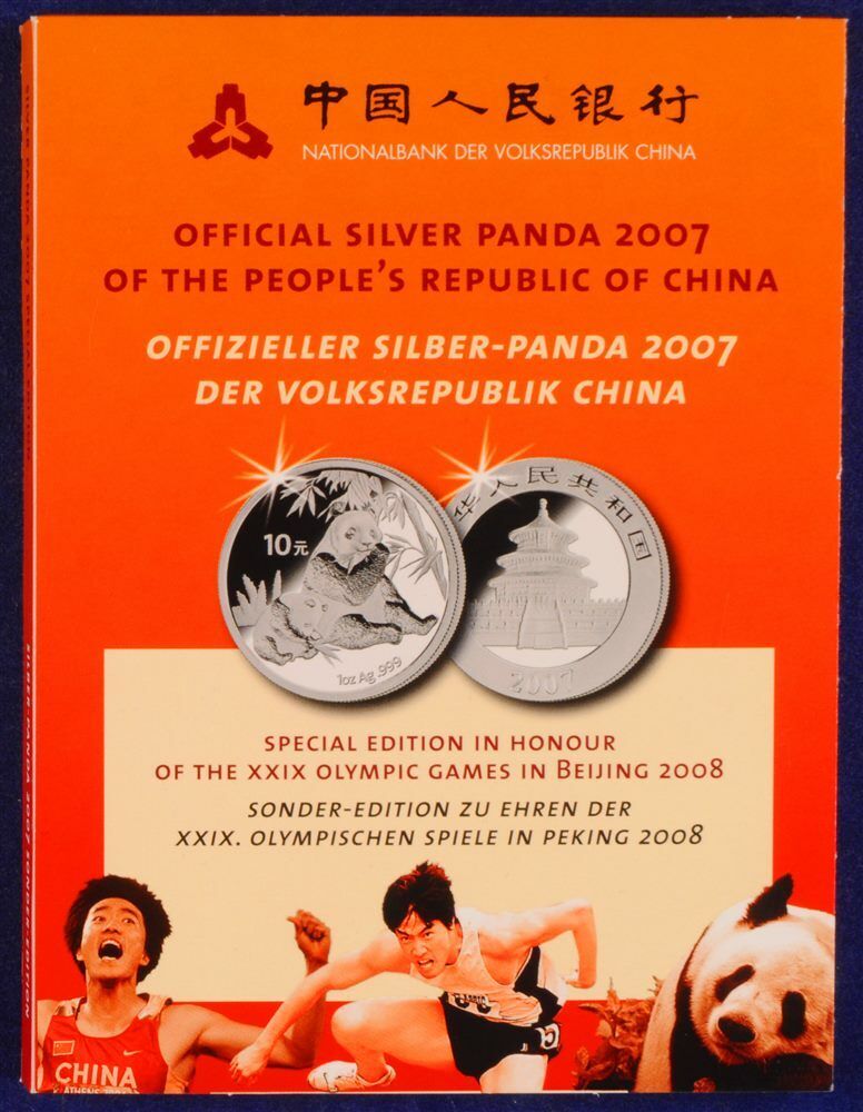 China 2007 10 yuan silver 1oz Panda Olympics game edition