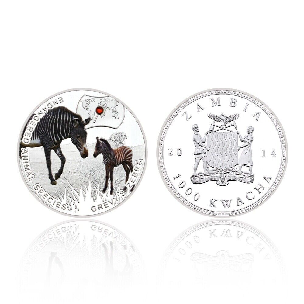 Souvenir Gifts Endangered Animal Species Grevy's Zebra Silver Plated Coin