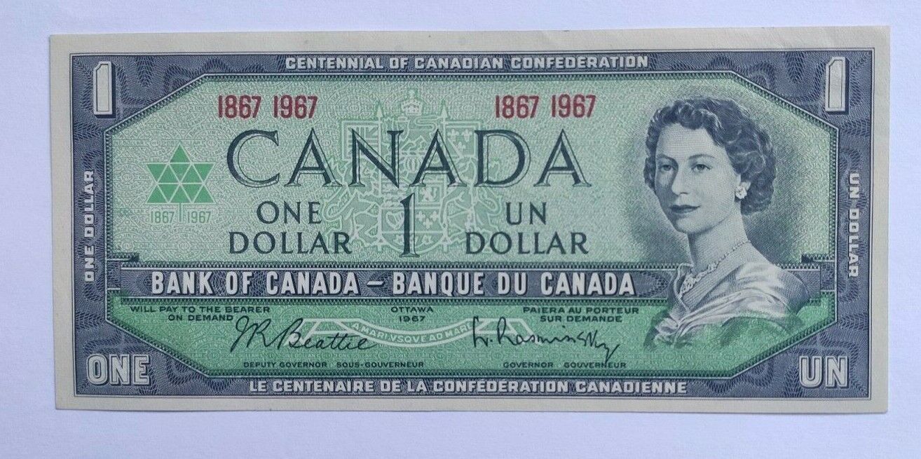 1967 Duel Language Bank of Canada Banque Du Canada $1 One Dollar Banknote