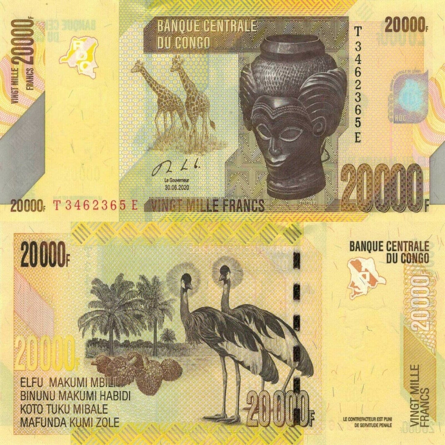 CONGO DEMOCRATIC REPUBLIC 20000 FRANCS (P104c) 2020 New