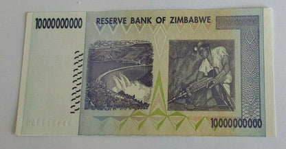 Zimbabwe 10 Billion  Dollars Banknotes 2008 UNC