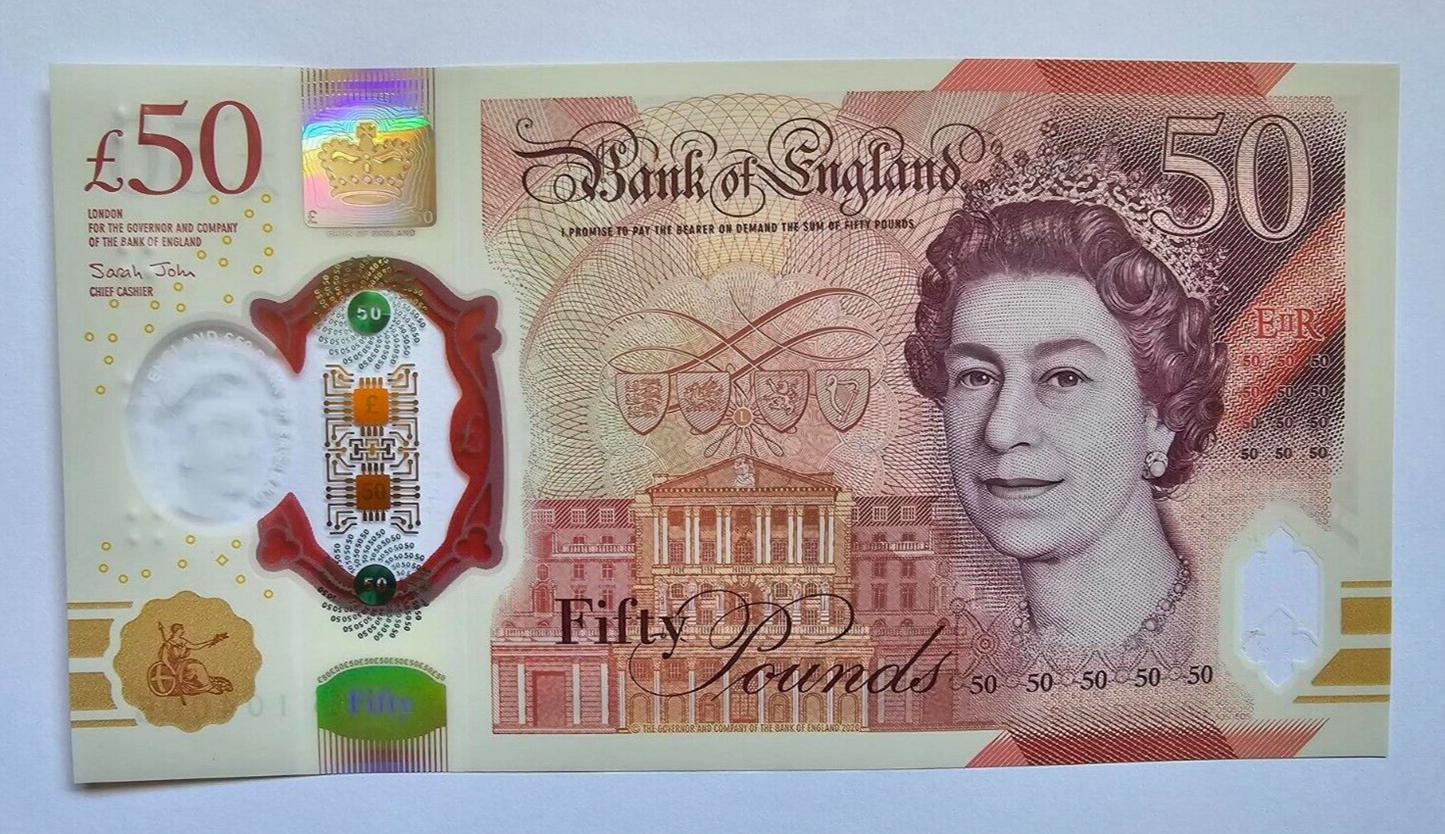 New Polymer Plastic £50 Fifty Pound Bank of England Note AA Prefix! EF