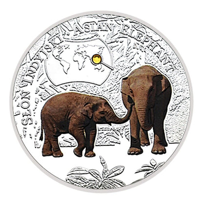 Souvenir Gifts Endangered Animal Species asia elephant  Silver Plated Coin