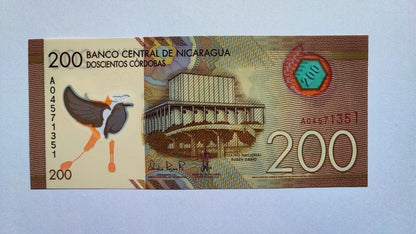 Nicaragua _ 200 Cordobas 2015 ( 2014 ) UNC P. 213 Polymer