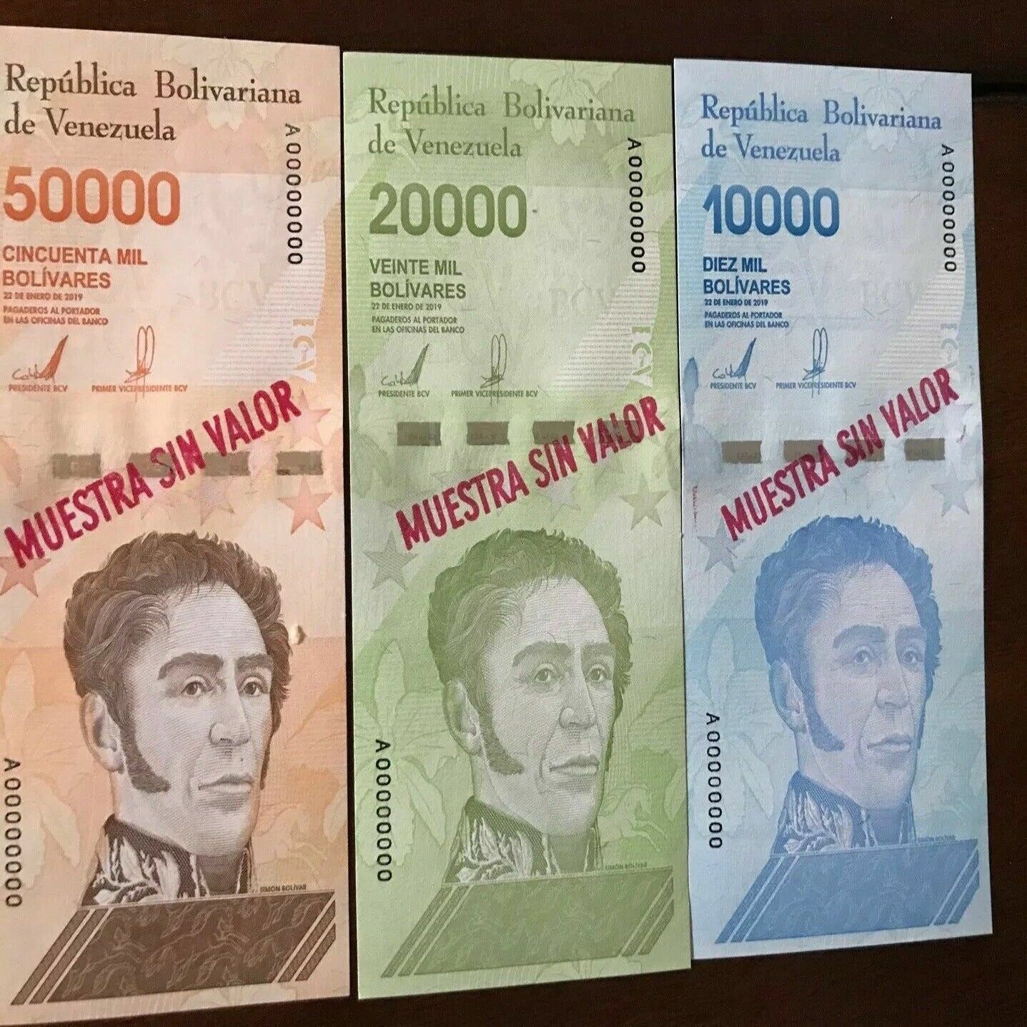 Venezuela - set 3 banknotes 10000 20000 50000 Bolivares 2019 UNC Speciman