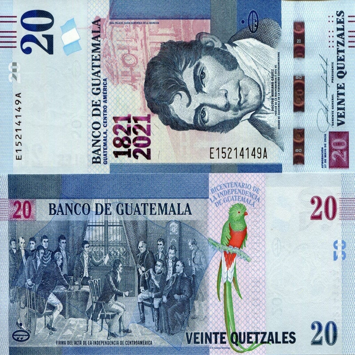 GUATEMALA  20 Quetzales 2020 (2021) Commemorative UNC Banknote.