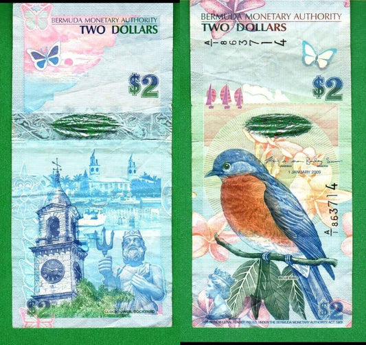 BERMUDA 2 dollars in circulated condition