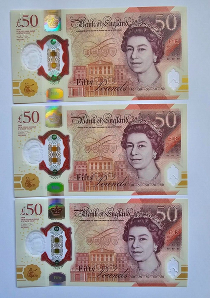 Price Per Note UNC Plastic £50 Fifty Pound Bank of England Note AA PREFIX.