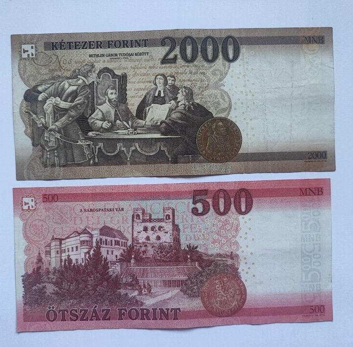 HUNGARY Banknotes Set of Two :  2000 and  500 forint 2016 -2020 VF