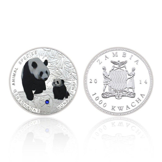 China Endangered Animal Panda Silver Plated  Metal Coin