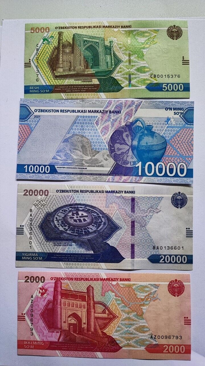 UZBEKISTAN NEW 4 NOTE SET  2000 to 20000 SOM 2021