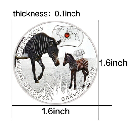 Souvenir Gifts Endangered Animal Species Grevy's Zebra Silver Plated Coin