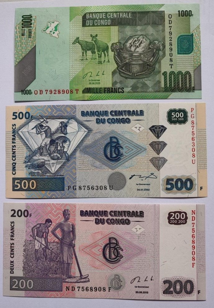 Set 7 PCS, Congo Democratic Republic 10-1000 Francs UNC