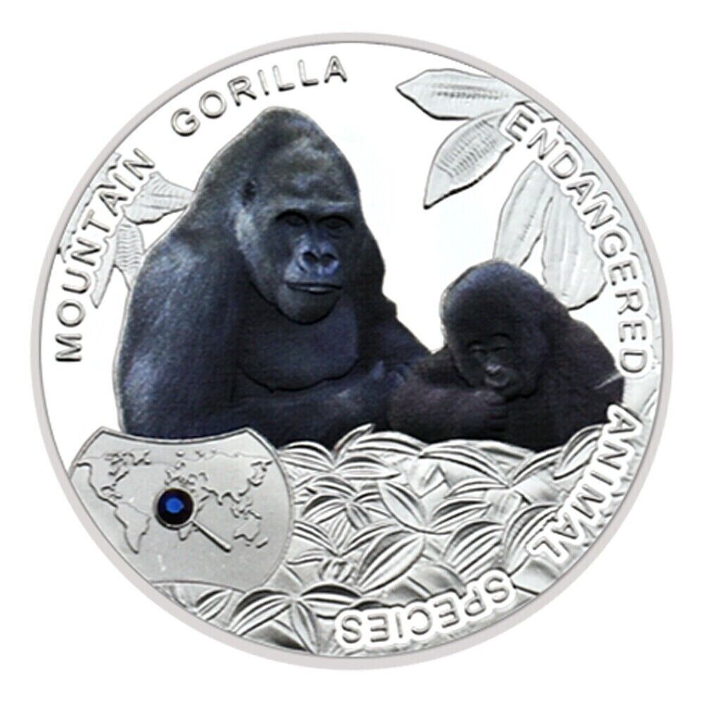 Endangered Animal Species Zambia Mountain Gorilla Silver Plated Coins