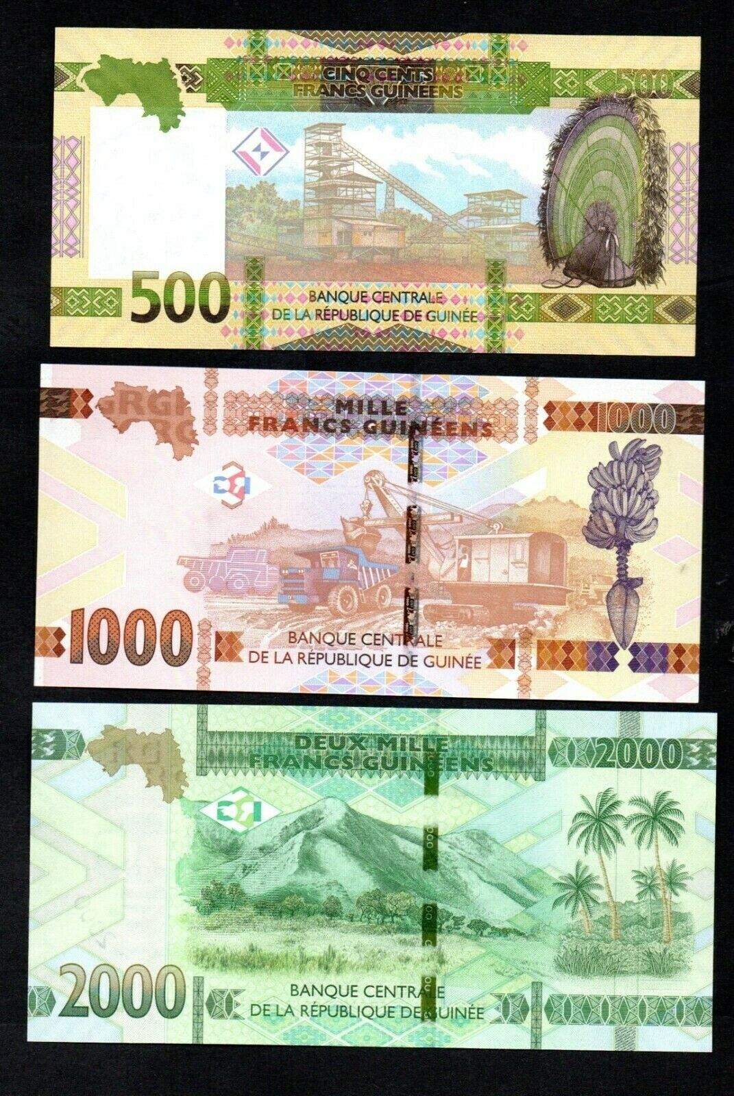 Guinea Republic Set of 6 Uncirculated Notes 500 - 20,000 Francs 2015 /2018 UNC