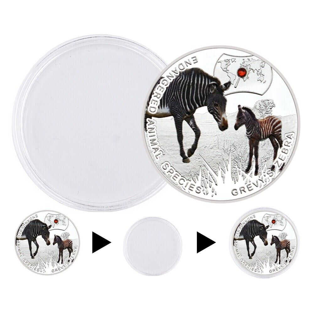 Souvenir Gifts Endangered Animal Species Grevy's Zebra Silver Plated Coin