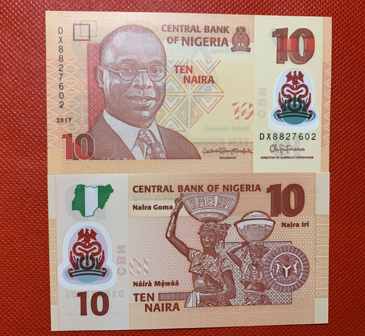 Lot 100 PCS, Nigeria 10 Naira, 2009-2019, P-38, Polymer, UNC