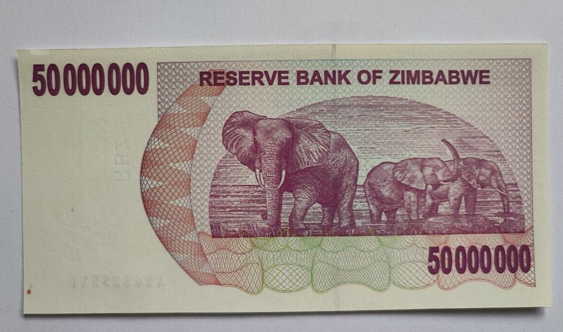 Zimbabwe 50 Million Dollars. 2008. Hyperinflation. Real, UNC **UK DISPATCH**